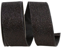 Black Glitter Metallic Wired Edge Ribbon 2-1/2 Inch 25 Yards