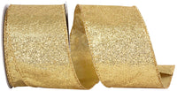 Gold Glitter Metallic Wired Edge Ribbon 2-1/2 Inch