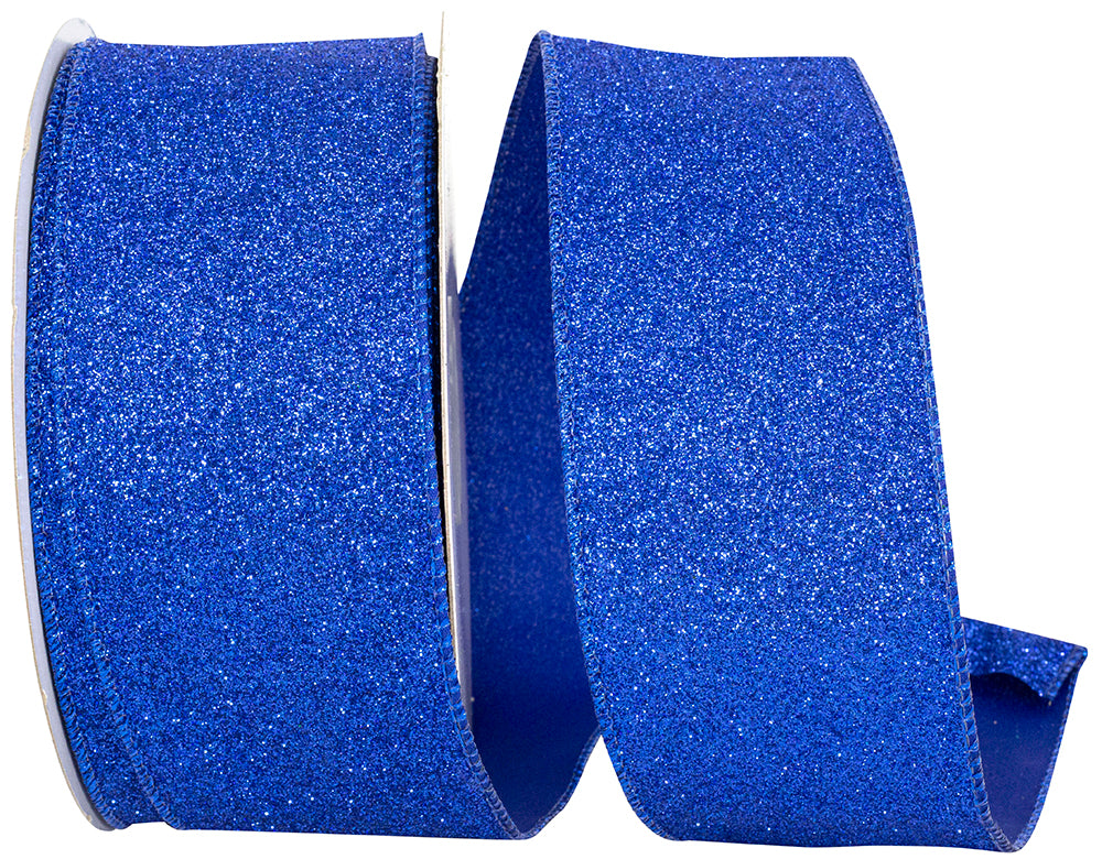 Glitter Metallic Wired Edge Ribbon Royal 2-1/2 Inch