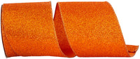 Glitter Metallic Wired Edge Ribbon 4 Inch Orange