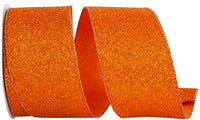Orange Glitter Metallic Wired Edge Ribbon 2-1/2 Inch