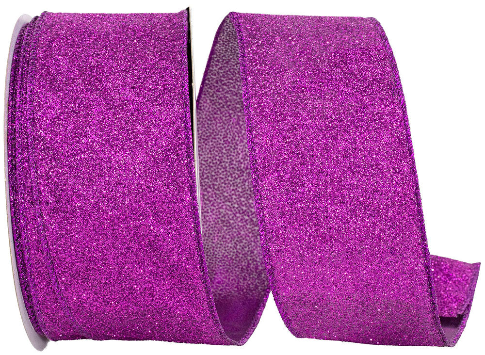 Purple Glitter Metallic Wired Edge Ribbon 2-1/2 Inch