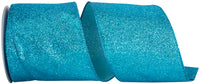 Aqua Glitter Metallic Wired Edge Ribbon 4 Inch for Bows