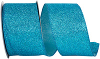 Aqua Glitter Metallic Wired Edge Ribbon 2-1/2 Inch for Bows