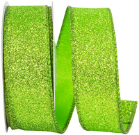 Lime Glitter Metallic Wired Edge Ribbon 1-1/2 Inch 10Yds