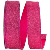 Fuchsia Glitter Metallic Wired Edge Ribbon 1-1/2 Inch