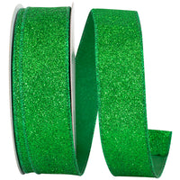 Emerald Glitter Metallic Wired Edge Ribbon 1-1/2 Inch