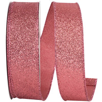 Coral Glitter Metallic Wired Edge Ribbon 1-1/2 Inch