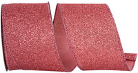 Coral Glitter Metallic Wired Edge Ribbon 2-1/2 Inch