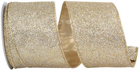 Glitter Metallic Wired Edge Ribbon Gold Silver 2-1/2 Inch