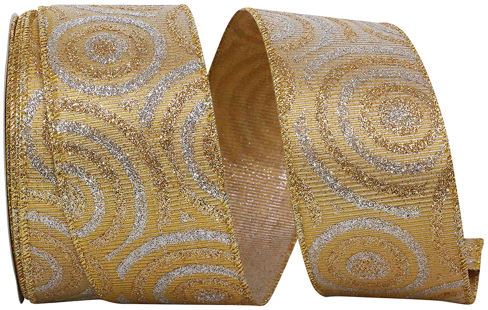 Gold Silver 2-1/2 Inch Wired Edge Ribbon for Wreaths