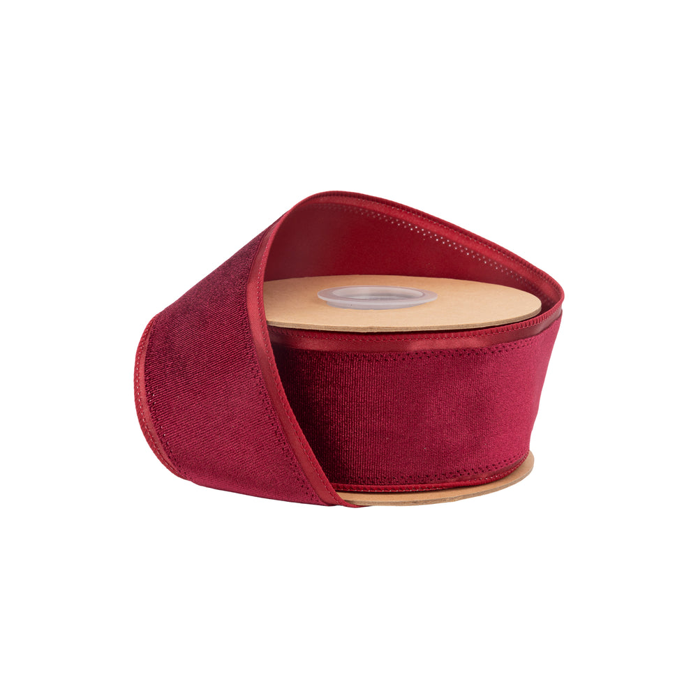 2 1/2" Wired Velvet Ribbon | Burgundy Velvet Center | 10 Yard Roll