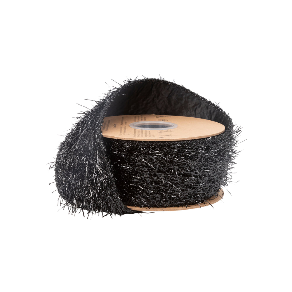 2 1/2" Wired Ribbon | Black Sparkle Fur | 10 Yard Roll