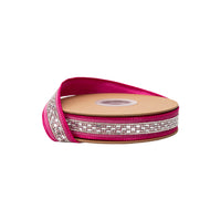 1” Reversible Classic Velvet Wired Ribbon | Red W/ Diamond Accent W/ Gold Shimmer Backing | 10 Yard Roll