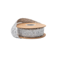 1.3” Wired Ribbon | Silver Tinsel | 10 Yard Roll