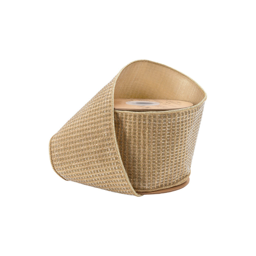 4" Wired Ribbon | Gold Sparkle w/Gold Metalllic Backing | 10 Yard Roll