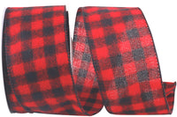 Buffalo Flannel Wired Edge Ribbon Red 2-1/2 Inch 25Yds