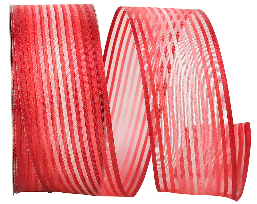 Red 1-1 2 Inch Sly Stripe Wired Edge Ribbon for Wreaths & Bows