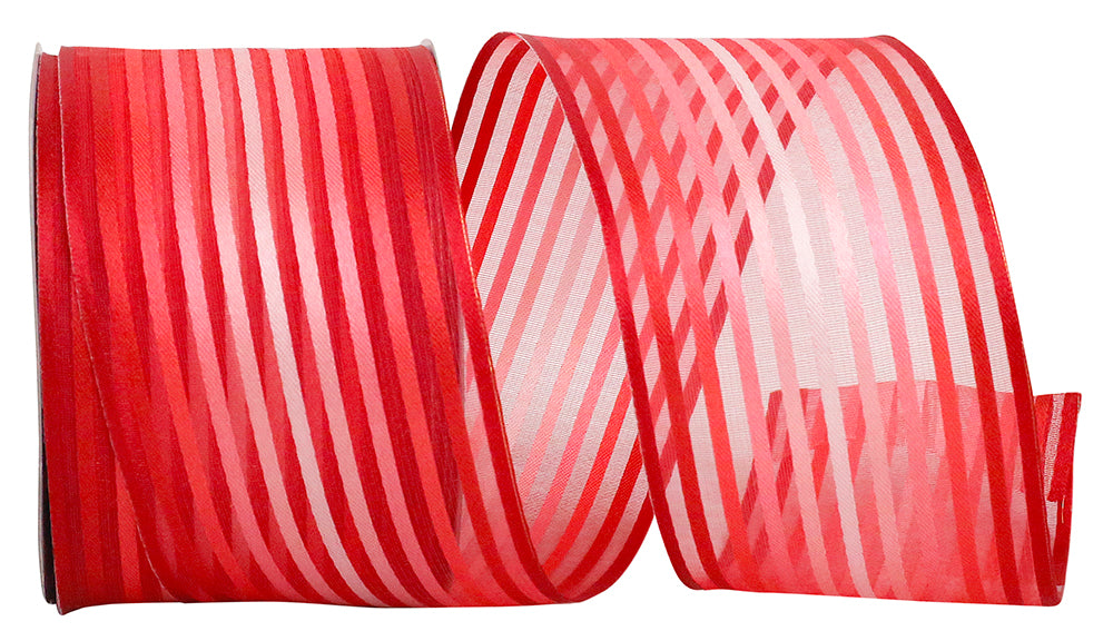 Red 2-1 2 Inch Sly Stripe Wired Edge Ribbon for Wreaths & Bows