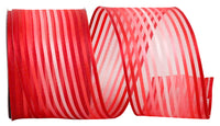 Red 2-1 2 Inch Sly Stripe Wired Edge Ribbon for Wreaths & Bows