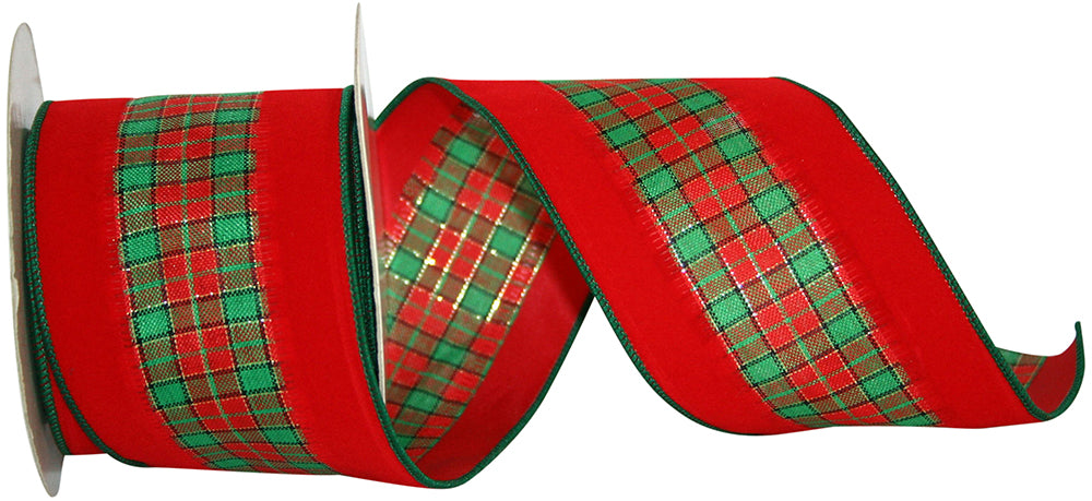Tartan Plush Wired Edge Ribbon Multi 2-1/2 Inch for Bows