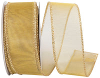 Gold Mesh Display Wired Edge Ribbon 1-1/2 Inch for Wreaths