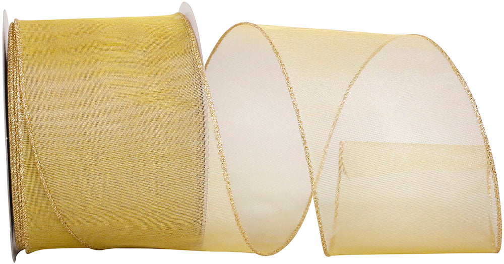 Gold 4 Inch Wired Edge Mesh Ribbon for Wreaths and Bows
