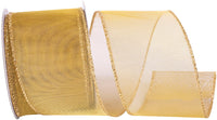 Gold 2-1/2 Inch Mesh Wired Edge Ribbon for Wreaths and Bows