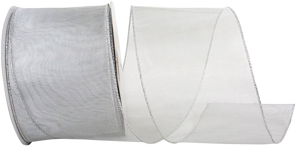 Silver Mesh Wired Edge Ribbon 4 Inch for Wreaths and Bows