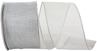 Silver 2-1/2 Inch Mesh Wired Edge Ribbon for Wreaths