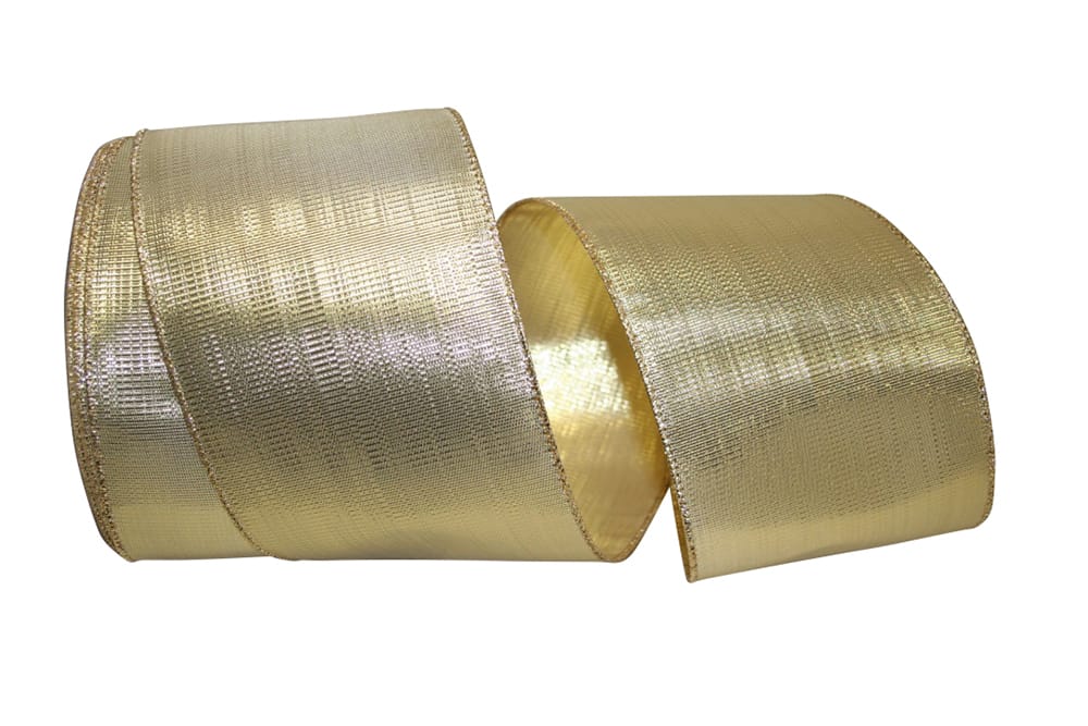 Gold Metallic Mayhem Wired Edge Ribbon 4 Inch 30 Yards