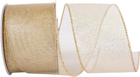 Glimmer Wired Edge Ribbon Gold 2-1/2 Inch for Wreaths