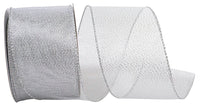 Silver 2-1/2 Inch Glimmer Wired Edge Ribbon for Bows