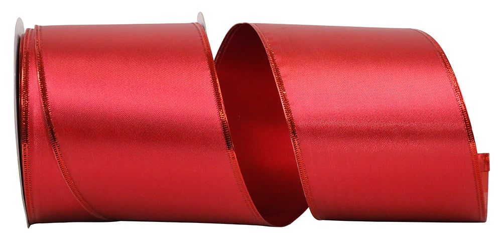 Scarlet Wired Edge Ribbon 4 Inch for Wreaths and Bows