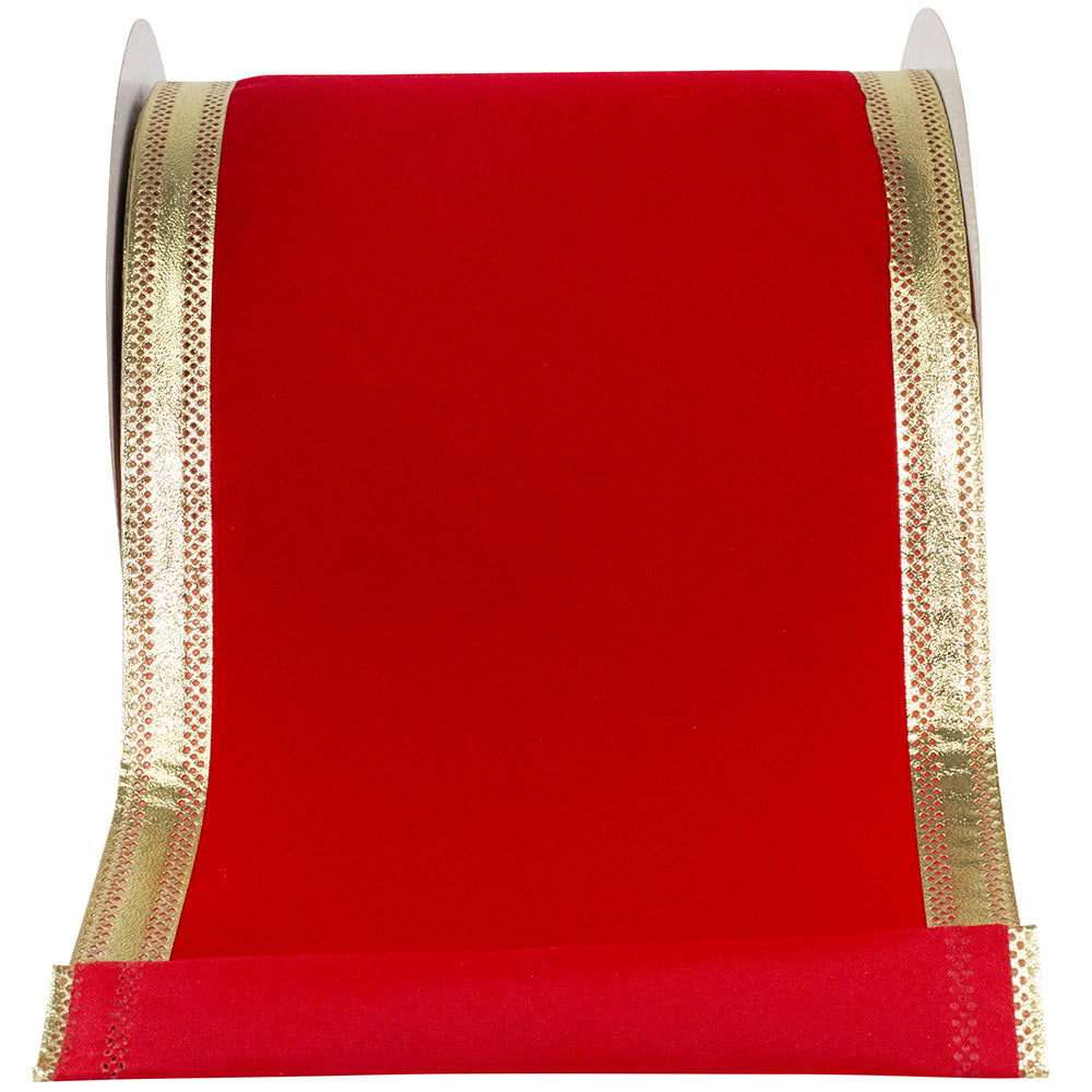 Red 6 Inch Velvet Dynasty Wired Edge Ribbon for Wreaths & Bows