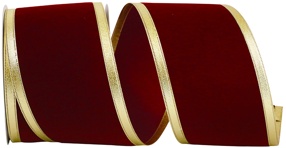 Burgundy Velvet Wired Edge Ribbon 4 Inch for Wreaths
