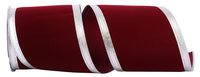 Burgundy Silver Velvet Wired Edge Ribbon 6 Inch for Wreaths