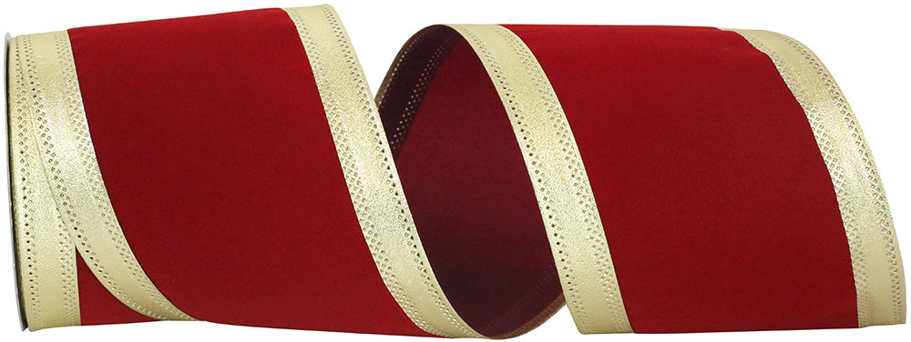 Scarlet Velvet Wired Edge Ribbon 4 Inch for Wreaths