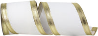 White Gold 4 Inch Velvet Dynasty Wired Edge Ribbon for Wreaths & Bows