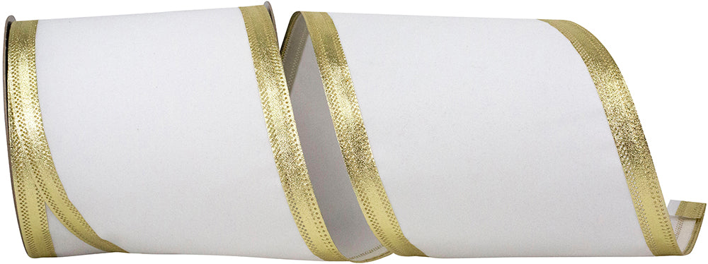 White Gold 6 Inch Velvet Dynasty Wired Edge Ribbon for Wreaths & Bows