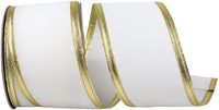 White Gold 2-1 2 Inch Velvet Dynasty Wired Edge Ribbon for Wreaths & Bows