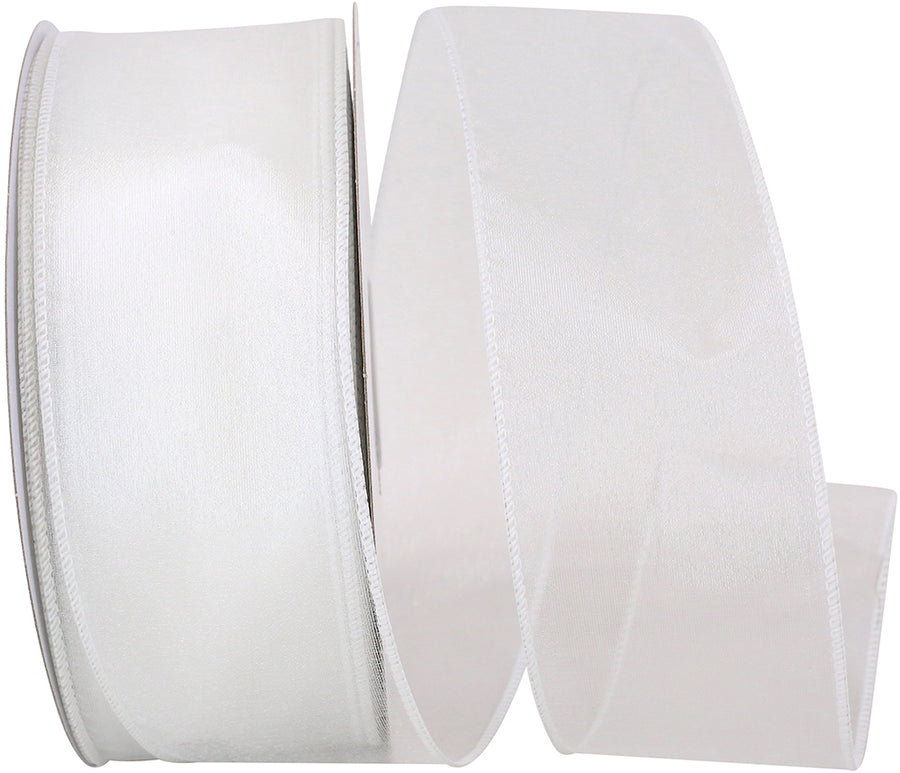 White 2-1 2 Inch Sheer Lovely Wired Edge Ribbon for Wreaths & Bows