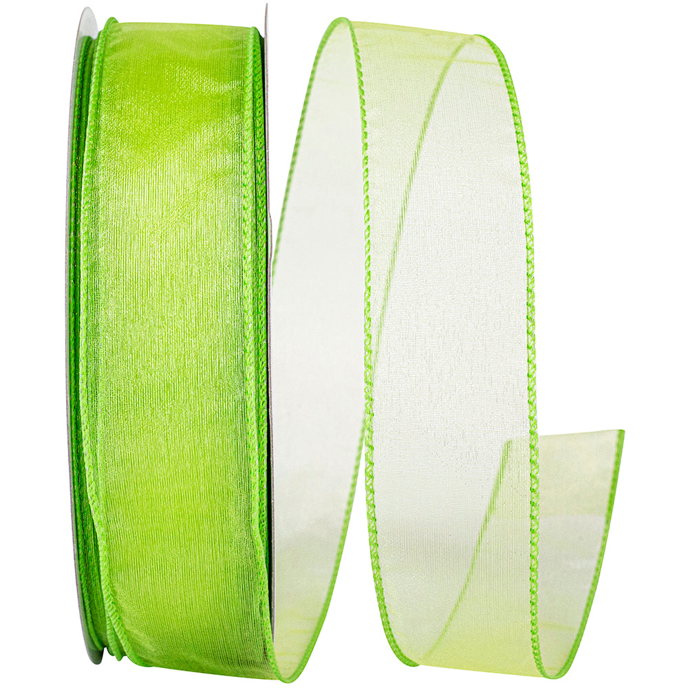 Apple 1-1 2 Inch Sheer Lovely Wired Edge Ribbon for Wreaths & Bows