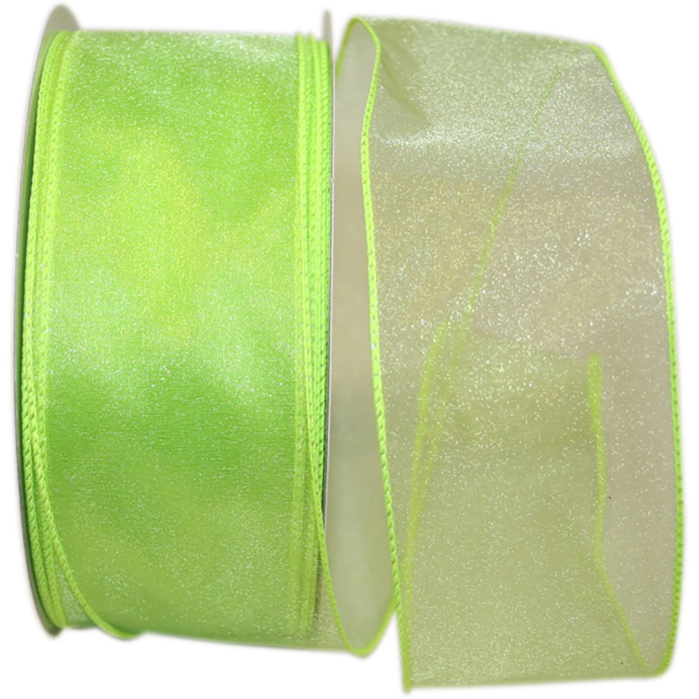 Apple 2-1 2 Inch Sheer Lovely Wired Edge Ribbon for Wreaths & Bows
