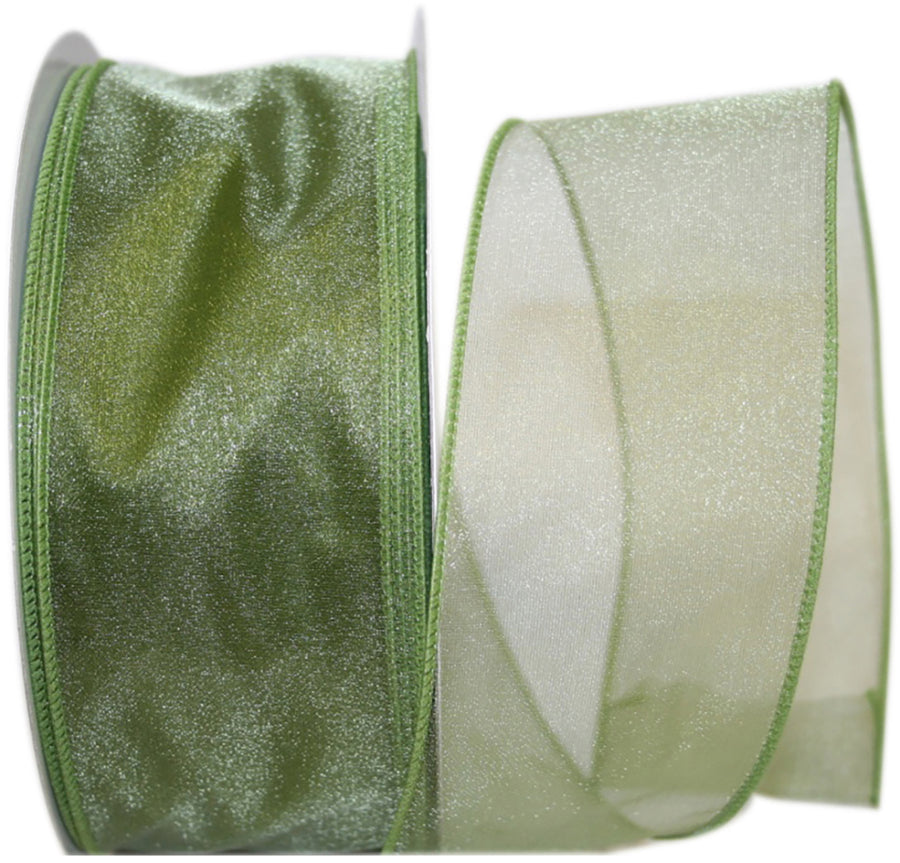 Moss 2-1 2 Inch Sheer Lovely Wired Edge Ribbon for Wreaths & Bows