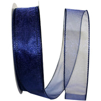 Navy 1-1 2 Inch Sheer Lovely Wired Edge Ribbon for Wreaths & Bows