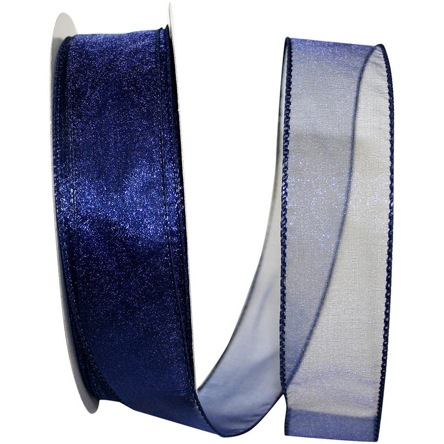 Navy 1-1 2 Inch Sheer Lovely Wired Edge Ribbon for Wreaths & Bows
