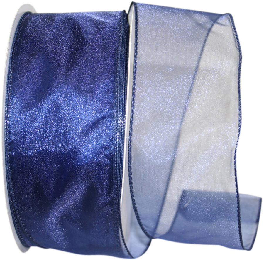 Navy 2-1 2 Inch Sheer Lovely Wired Edge Ribbon for Wreaths & Bows