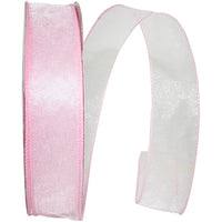Pink 1-1 2 Inch Sheer Lovely Wired Edge Ribbon for Wreaths & Bows