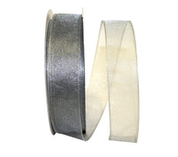 Silver 1-1 2 Inch Sheer Lovely Wired Edge Ribbon for Wreaths & Bows